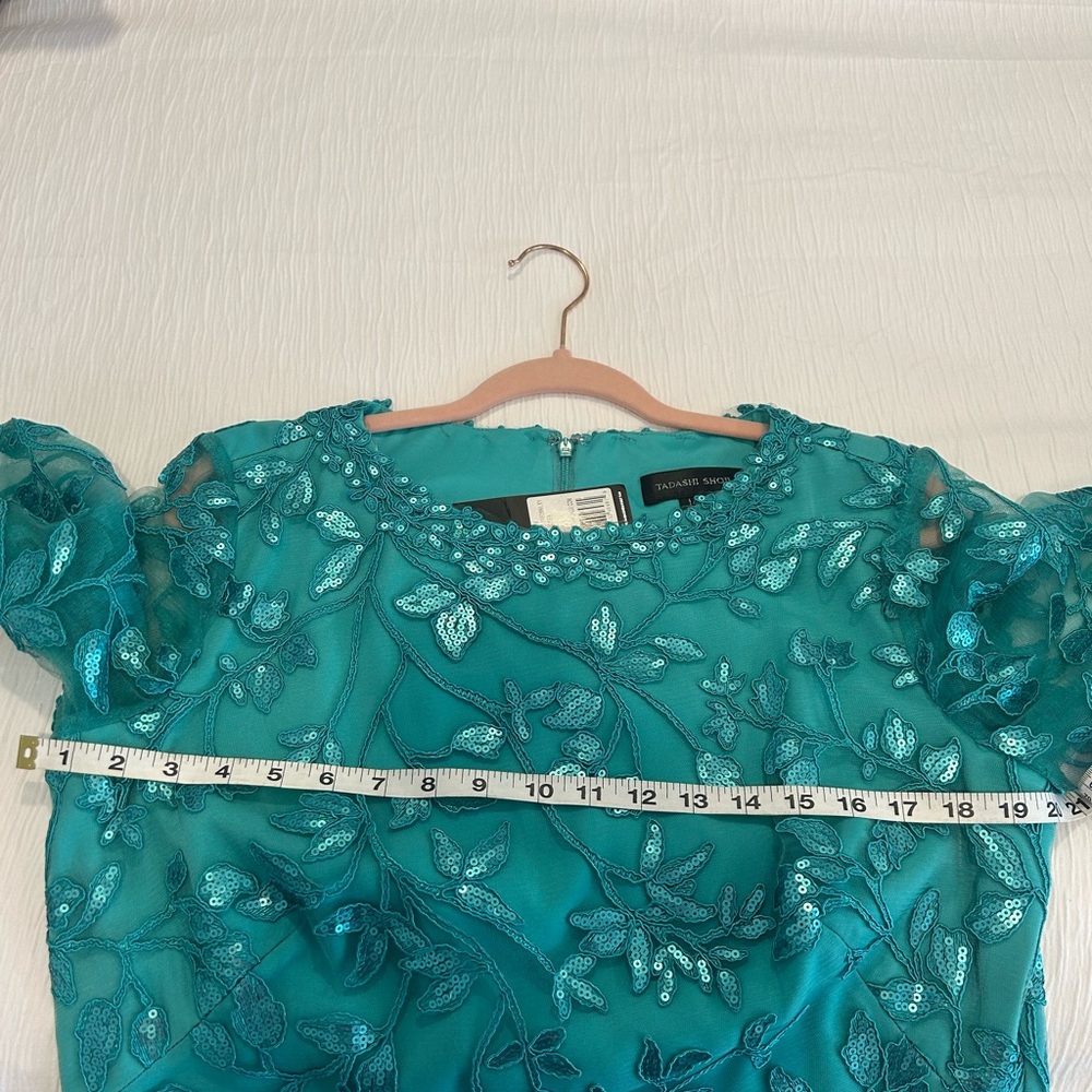 Tadashi Shoji Size 14 Caribbean Green Gown NEW with tags - Picture 8 of 8